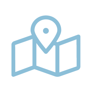 Icon depicting map with location marker